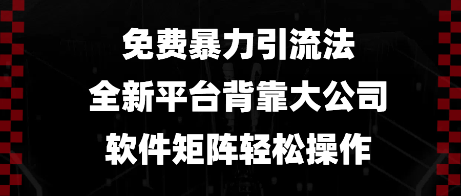 （13745期）免费暴力引流法，全新平台，背靠大公司，软件矩阵轻松操作-蓝天项目网