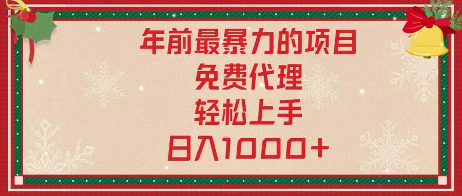 （13773期）年前最暴力的项目，免费代理，轻松上手，日入1000+-蓝天项目网