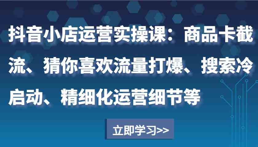 抖音小店运营实操课：商品卡截流、猜你喜欢流量打爆、搜索冷启动、精细化运营细节等-蓝天项目网