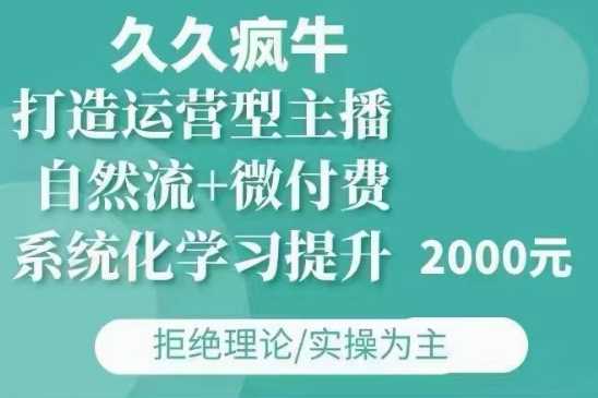 久久疯牛·自然流+微付费(12月23更新)打造运营型主播，包11月+12月-蓝天项目网