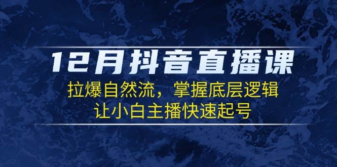 12月抖音直播课：拉爆自然流，掌握底层逻辑，让小白主播快速起号-蓝天项目网