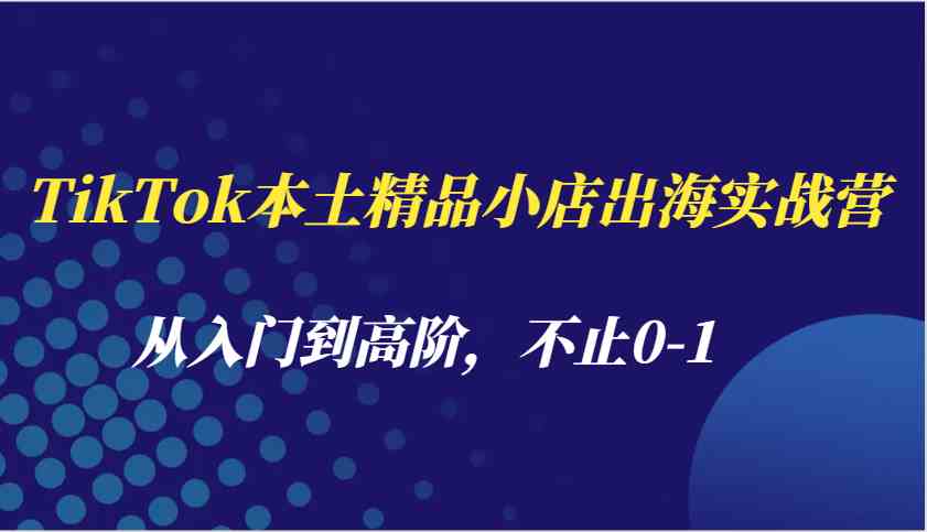 TikTok本土精品小店出海实战营，从入门到高阶，不止0-1-蓝天项目网