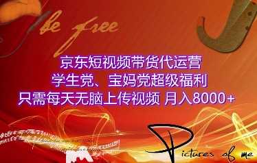 京东短视频带货代运营，学生党、宝妈党超级福利，只需每天无脑上传视频，月入8000+【仅揭秘】-蓝天项目网