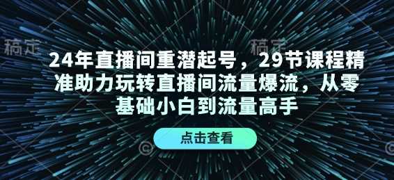 24年直播间重潜起号，29节课程精准助力玩转直播间流量爆流，从零基础小白到流量高手-蓝天项目网