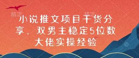 小说推文项目干货分享，双男主稳定5位数大佬实操经验-蓝天项目网