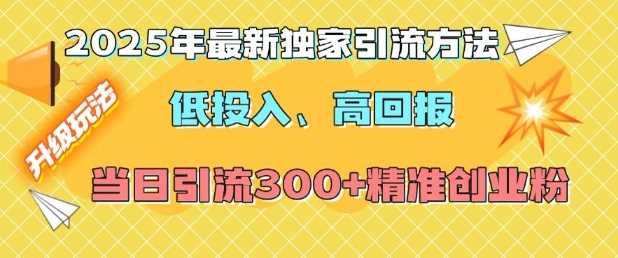 2025年最新独家引流方法，低投入高回报？当日引流300+精准创业粉-蓝天项目网