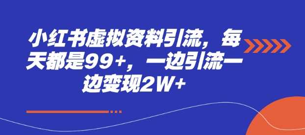 小红书虚拟资料引流，每天都是99+，一边引流一边变现2W+-蓝天项目网