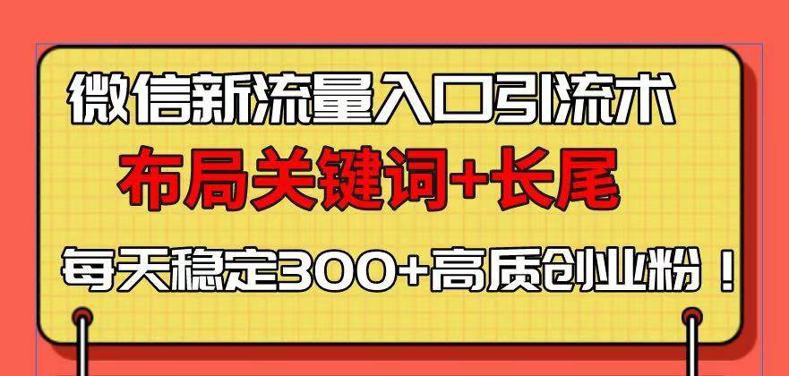 （13897期）微信新流量入口引流术，布局关键词+长尾，每天稳定300+高质创业粉！-蓝天项目网