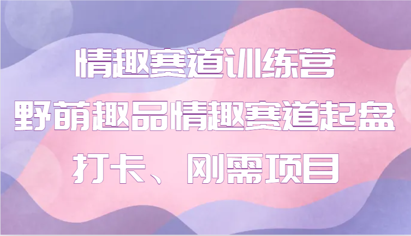 情趣赛道训练营 野萌趣品情趣赛道起盘打卡、刚需项目-蓝天项目网