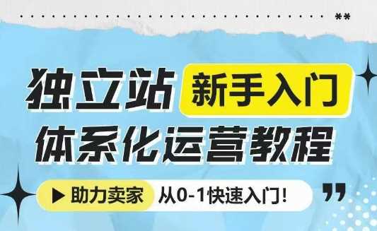 独立站新手入门体系化运营教程，助力独立站卖家从0-1快速入门!-蓝天项目网