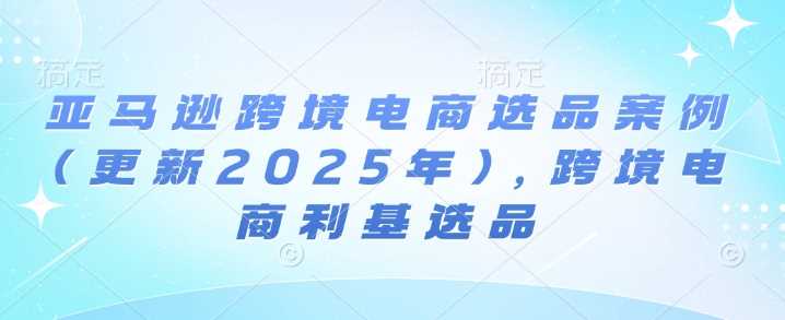 亚马逊跨境电商选品案例(更新2025年)，跨境电商利基选品-蓝天项目网