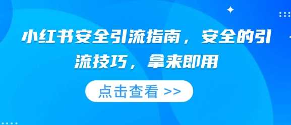 小红书安全引流指南，安全的引流技巧，拿来即用-蓝天项目网