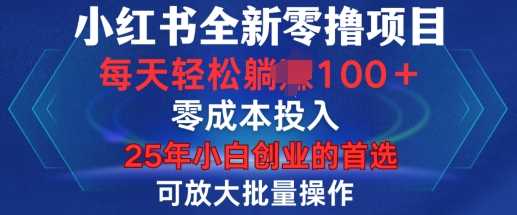 小红书全新纯零撸项目，只要有号就能玩，可放大批量操作，轻松日入100+【揭秘】-蓝天项目网