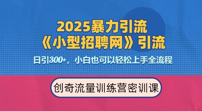 2025最新暴力引流方法，招聘平台一天引流300+，日变现多张，专业人士力荐-蓝天项目网