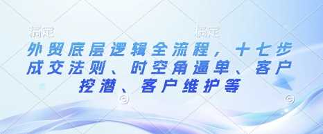 外贸底层逻辑全流程，十七步成交法则、时空角逼单、客户挖潜、客户维护等-蓝天项目网