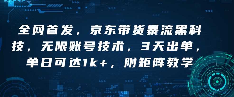 全网首发，京东带货暴流黑科技，无限账号技术，3天出单，单日可达1k+，附矩阵教学【揭秘】-蓝天项目网