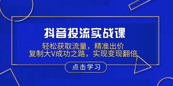 抖音投流实战课，轻松获取流量，精准出价，复制大V成功之路，实现变现翻倍-蓝天项目网