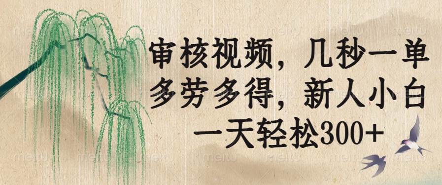 （14202期）审核视频，几秒一单，多劳多得，新人小白一天轻松300+-蓝天项目网