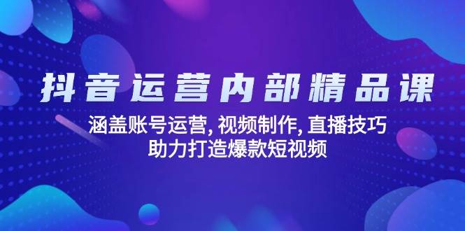 （14204期）抖音运营内部精品课：涵盖账号运营, 视频制作, 直播技巧, 助力打造爆款…-蓝天项目网