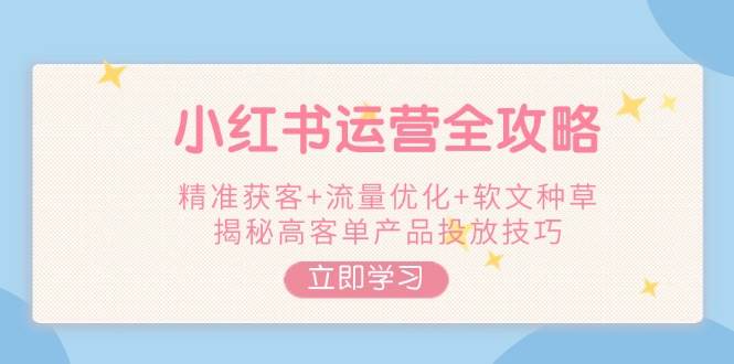 （14207期）小红书运营全攻略，精准获客+流量优化+软文种草，揭秘高客单产品投放技巧-蓝天项目网