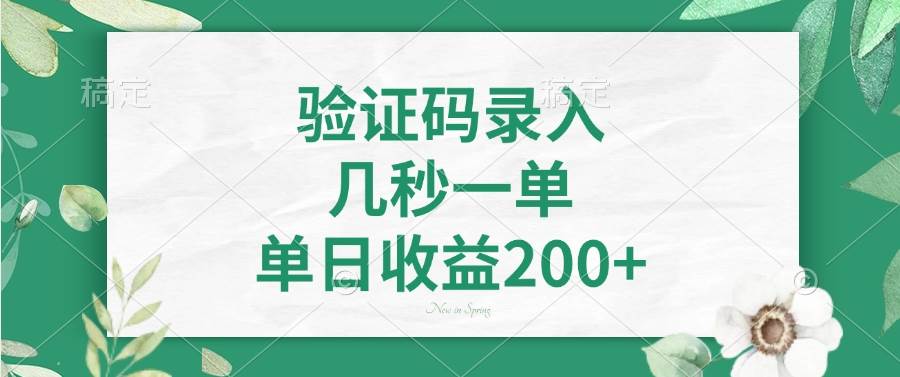 （14221期）验证码录入，几秒一单，单日收益200+-蓝天项目网