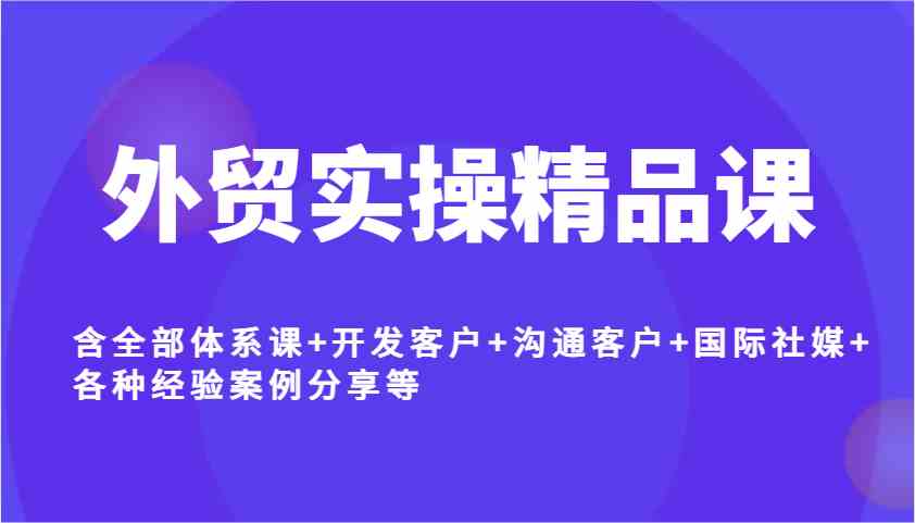 外贸实操精品课，含全部体系课+开发客户+沟通客户+国际社媒+各种经验案例分享等-蓝天项目网