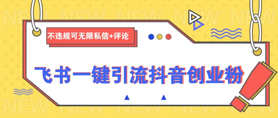 飞书一键引流抖音创业粉，不违规可 无限私信+评论-蓝天项目网